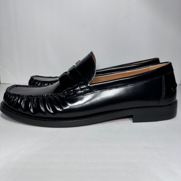 Zara Black Leather Loafers Size 40 - Picture 4 of 9